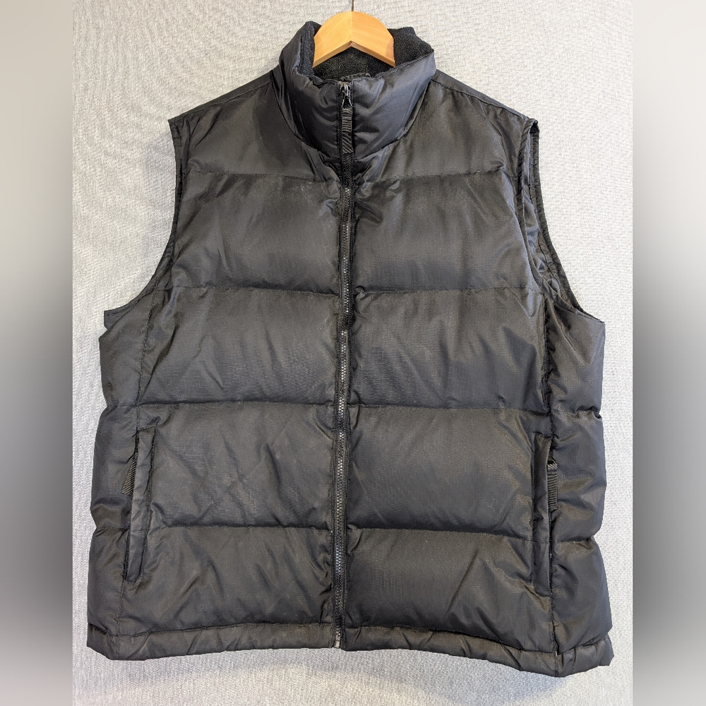 Tera Gear Puffer Vest Women's Large Black Full Zip Down Feather Fill